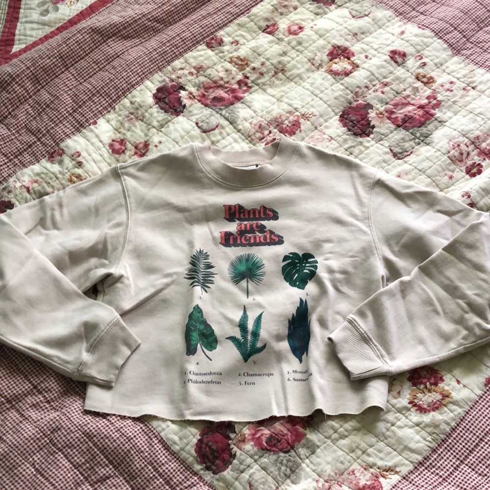 Plants are friends cropped sweatshirt